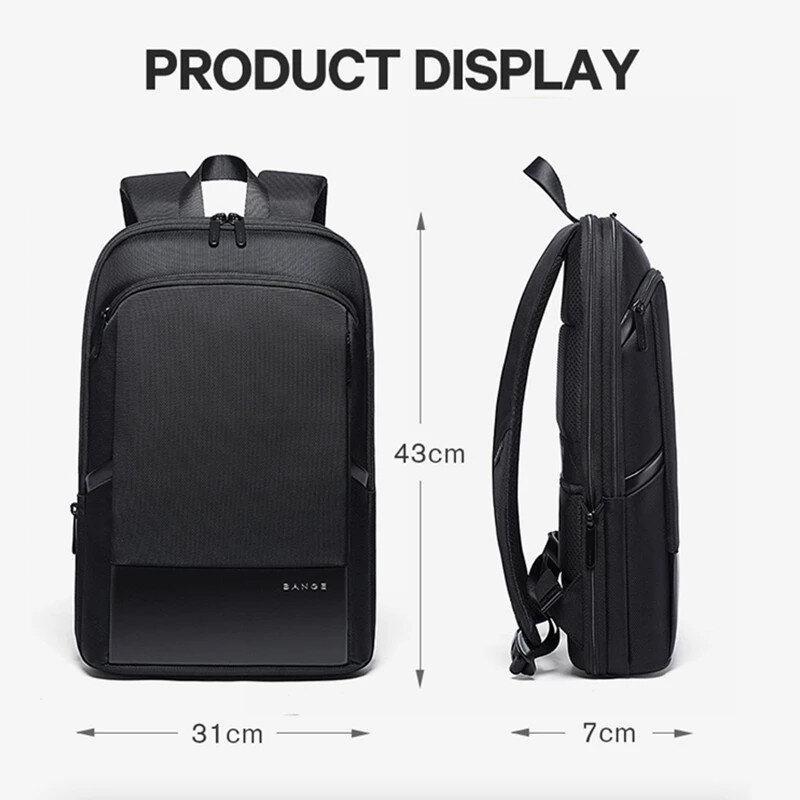 BANGE Men Business Waterproof 15.6" Laptop Backpack Fashion Male Classic Fashion Travel Moto&Biker Light Scalable Shoulder Bags