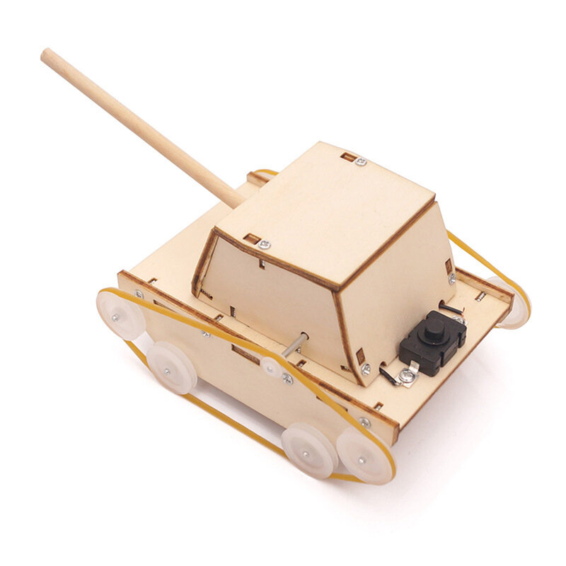 Chassi de tanque de madeira inteligente artesanal educacional robô elétrico carro robótico rastreador veículo diy montado para criança puzzle brinquedo