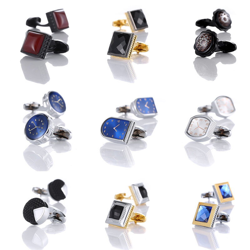 Nieuwe Blauwe zwarte Manchetknopen voor Heren Merk Hoge Kwaliteit Crystal Voor Bruiloft Mode Eenvoudige Mannen Mouw Manchetknopen