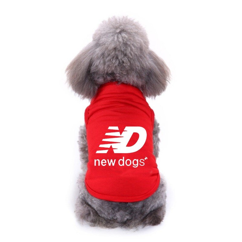 OIMG ND Cetak Pakaian Anjing Peliharaan Bulldog Perancis Chihuahua Bichon Musim Panas Surat "Anjing Baru" Kaus Anak Anjing Kecil Tampan