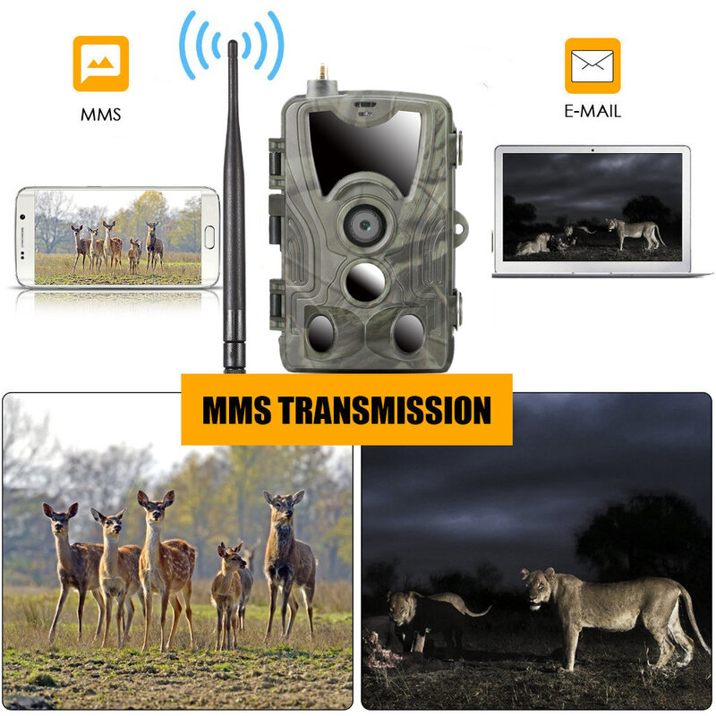 Kamera Jejak Berburu 2G 20MP 1080P MMS/SMTP/SMS Kamera Satwa Liar Nirkabel Perangkap Foto HC801M Penglihatan Malam Pemburu Jurang