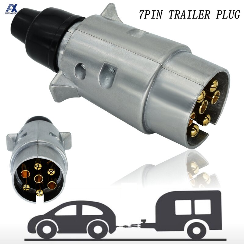 Durable 7 Pin Trailer Automobile Aluminium Alloy Plugs 12V Truck Tow Towing Electrics Connector Wiring Connector Adapter EU Plug