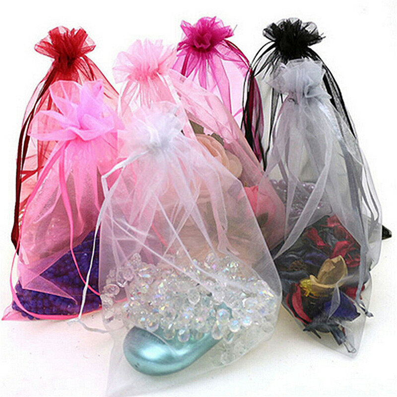 Bolsa organizadora 50 peças 7x9cm, bolsa em tule organizador de joias bolsa para exibição de embalagens, bolsas para casamento, decoração de festa, lembranças