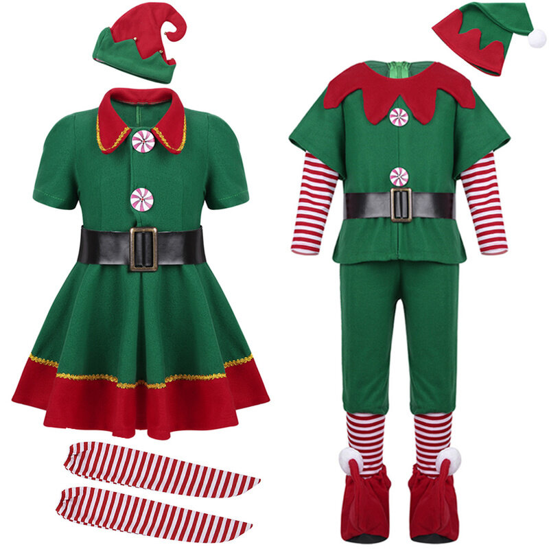 2019 Kids groene Elf kerst Kostuum Festival Kerstman voor Meisjes Nieuwe Jaar chilren kleding Fancy Dress Xmas Party Dress