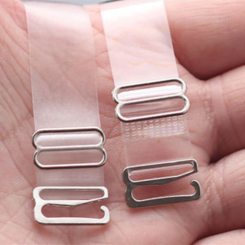 1 par = 2 pçs fivela de metal cintas de sutiã cinto feminino elástico transparente silicone tiras de sutiã acessórios íntimos ajustáveis