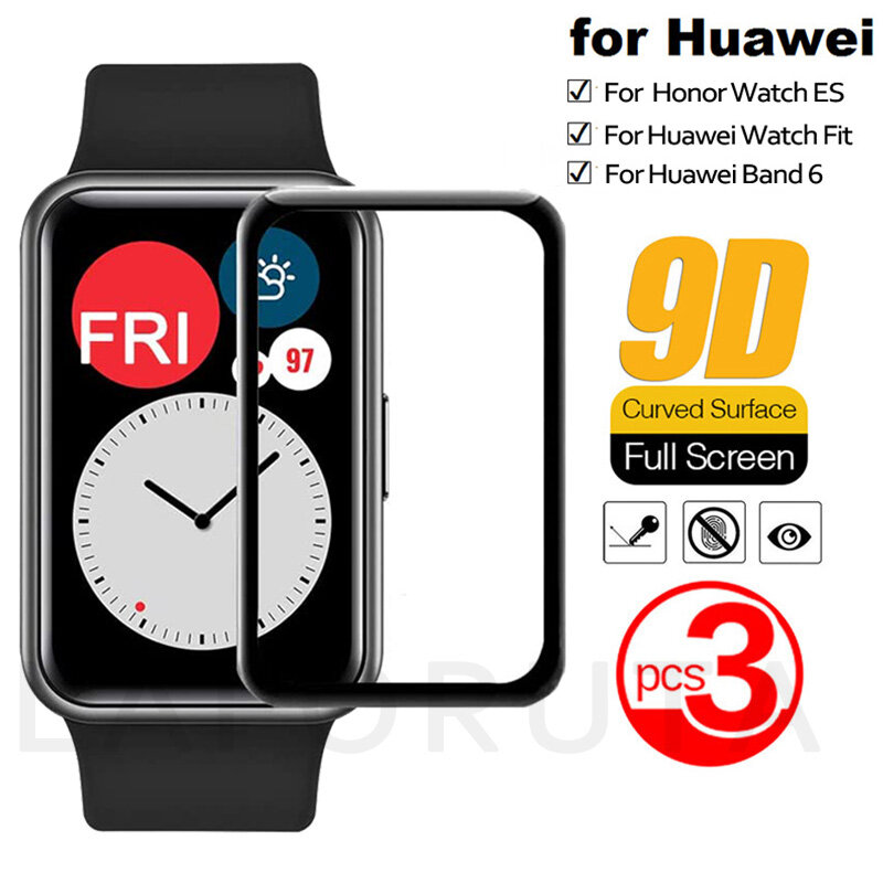 Untuk Huawei Watch Fit 9D Film Pelindung Tepi Lengkung untuk Honor Watch ES Smartwatch Aksesoris Pelindung Layar Lunak (Bukan Kaca)