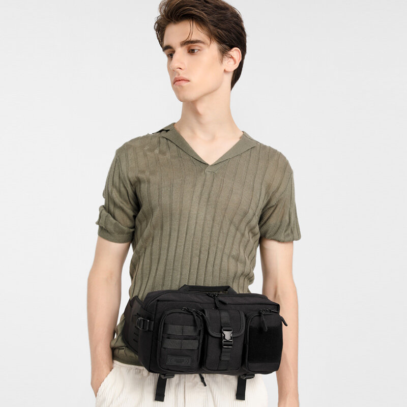 OZUKO, Мужская поясная сумка, модная, для спорта на открытом воздухе, нагрудная сумка, мужская, водонепроницаемая, поясная сумка, хип-хоп, сумка через плечо, большая, Сумка Molle