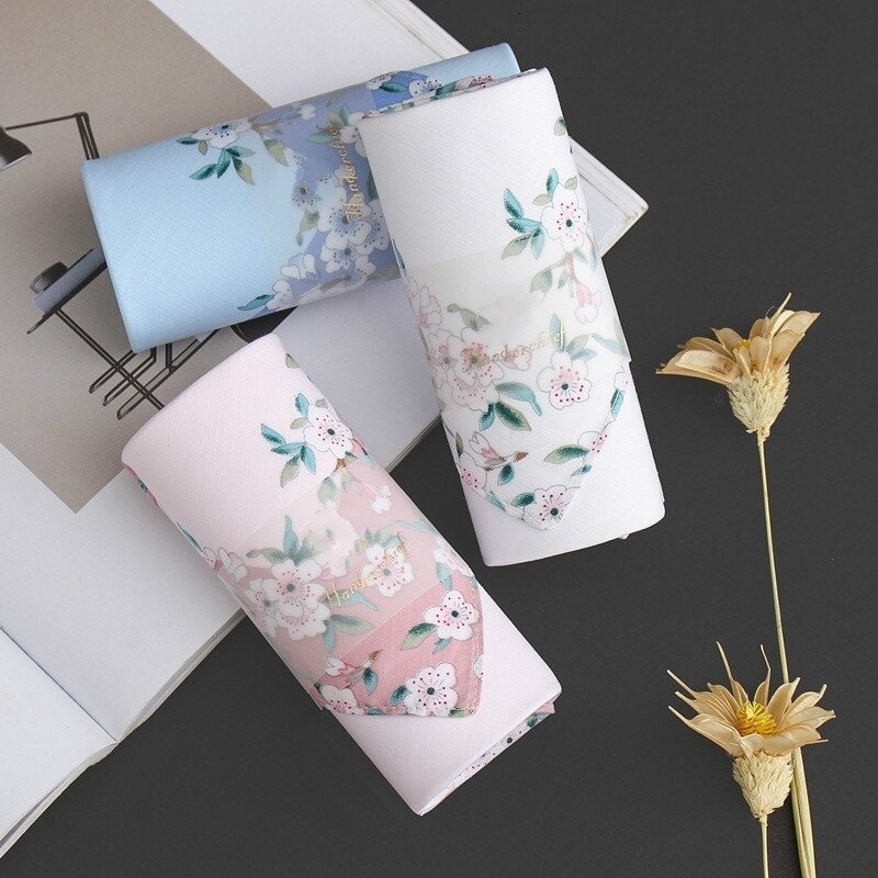 Quality Cotton Environmental Protection Printing Female Handkerchief Out Travel Camping Portable Napkin Children Cleaning Towel