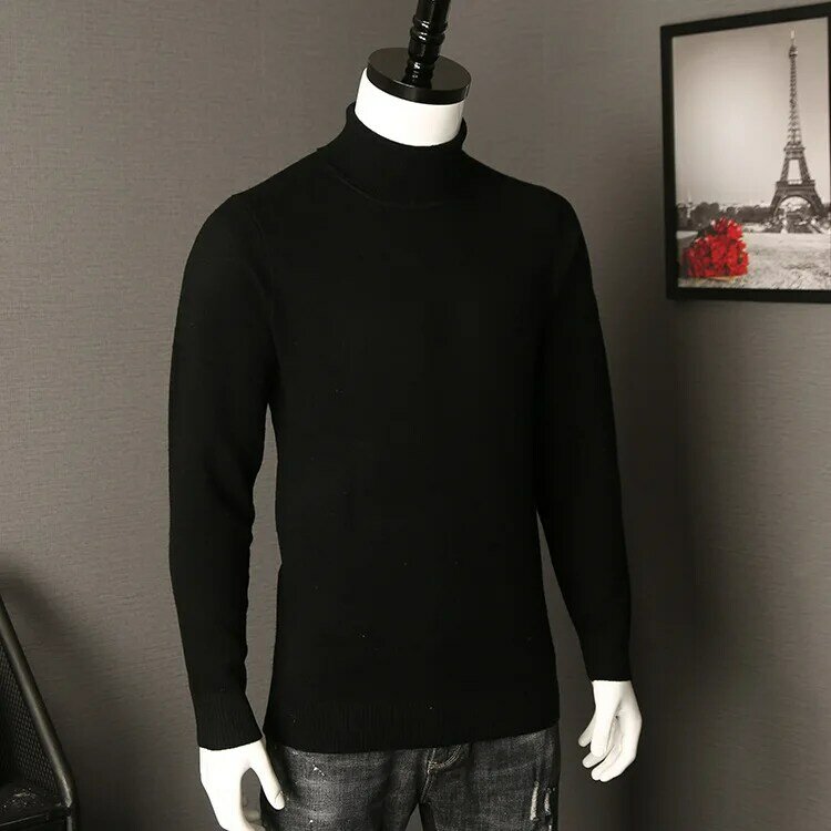 MRMT 2024 Brand Autumn and Winter Men's Sweater Lapel Solid Color Casual Knit Pullover for Male Turtleneck Sweater