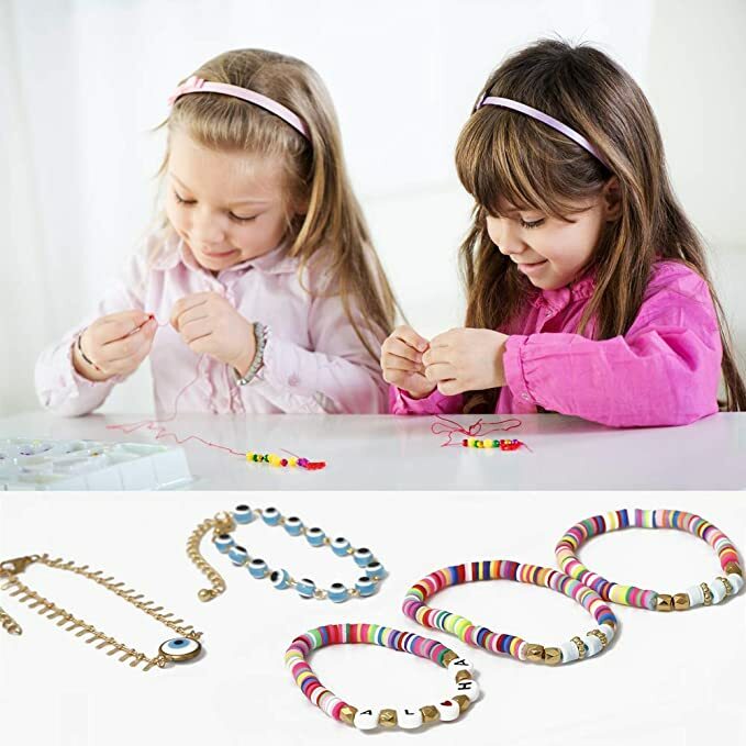 Bracelet de bijoux en argile polymère, perles plates et rondes de 6mm, espaceur de disque en puce, fait à la main pour filles, bricolage