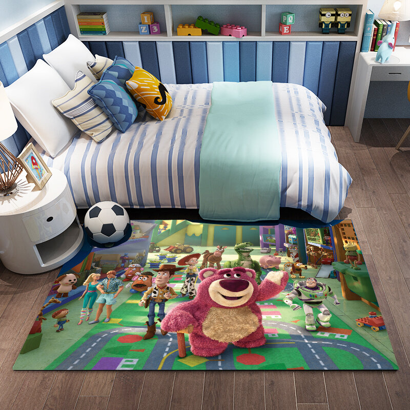 漫画のトイストーリーカーペット子供プレイマットリビングルームのフロアマット寝室非スリップブランケット寝室のベッドサイドのフロアパッドドアマットギフト