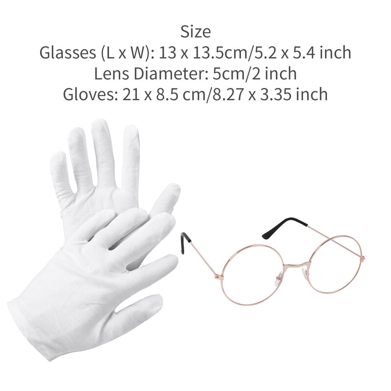 Santa Claus Brille passend zu flachen Gläsern mit einfarbigen weißen Handschuhen für Bühnen performance Requisiten