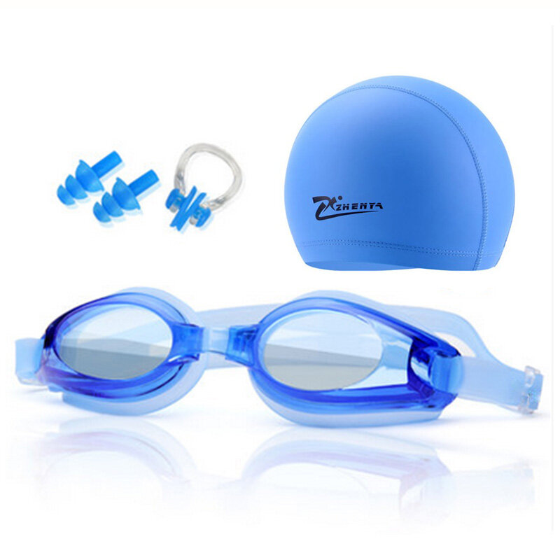 Nowe przeciwmgielne wodoodporne gogle pływackie mężczyźni kobiety dzieci dorosłych sport nurkowanie okulary czepek kąpielowy gogle pływackie zatyczki do uszu basen sprzęt