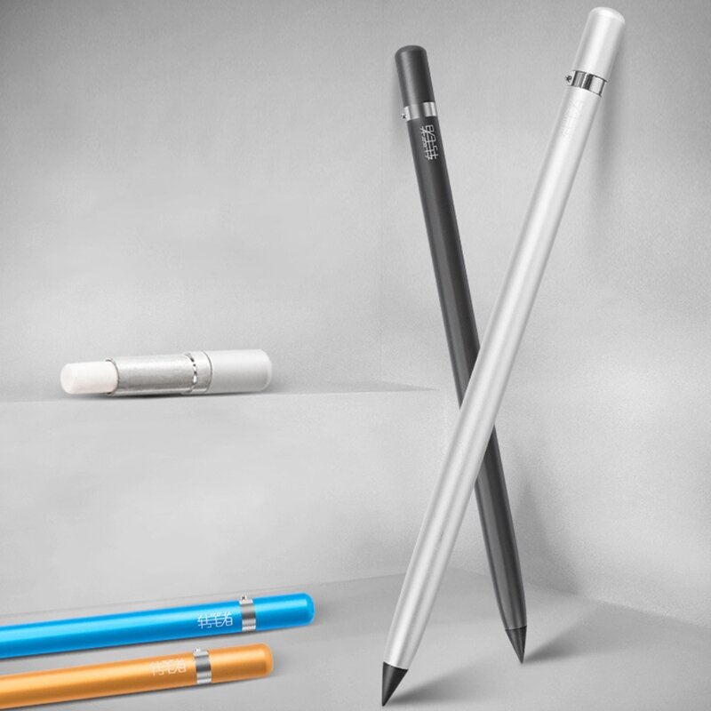 Металлическая ручка без чернил, бесконечная ручка для письма, металлическая стираемая ручка для детей и взрослых, офисные и школьные принадлежности, вечный карандаш
