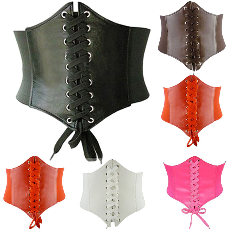 Elegant Vintage Soft PU Leather Wrap Around Tie Belts Women Ladies Corset Cinch Waist Wide Waistband Elasticated Dress Belt