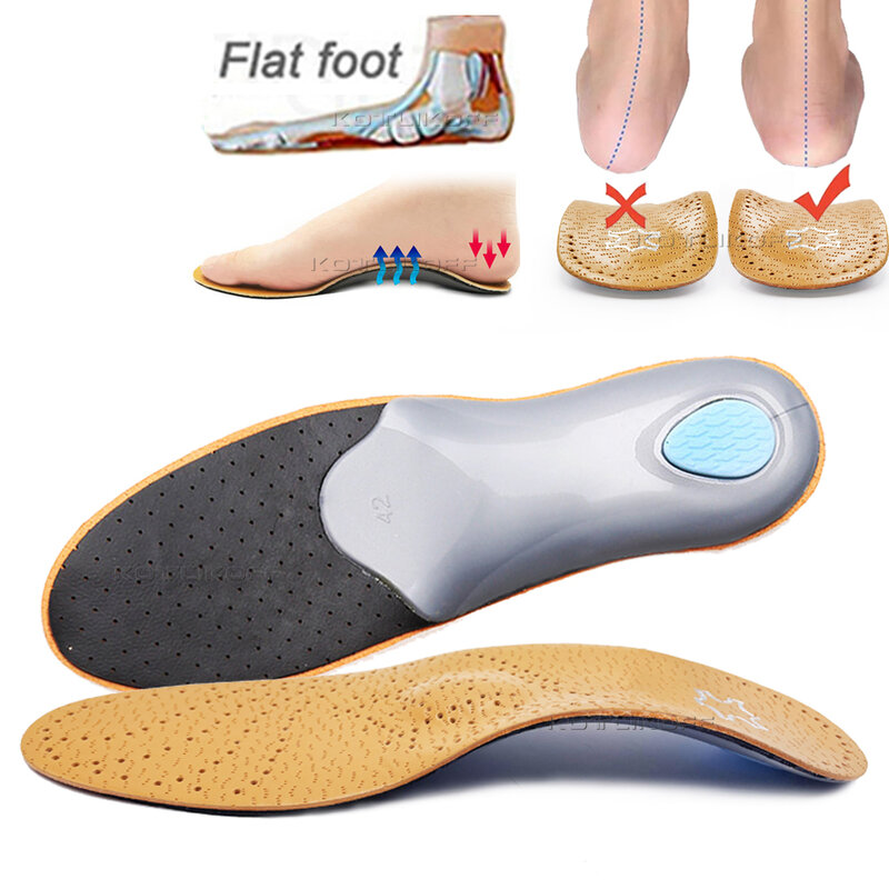 Besten Sohle Für Schuhe Leder Orthesen Einlegesohlen Flache Füße Hohe Arch Support Orthopädische Schuhe Sohle Fit In O/X bein Korrigiert Einfügen
