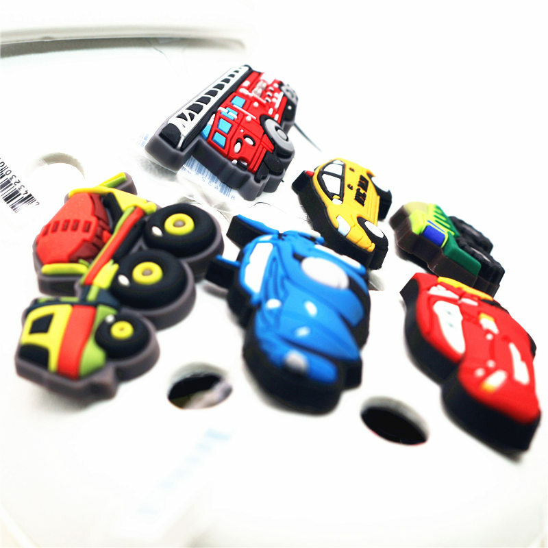 1pcs Original Cars Model Shoe Charms Accessories Original Batmobile/Racing/Train Shoe Decoration for Kids Party X-mas Gift