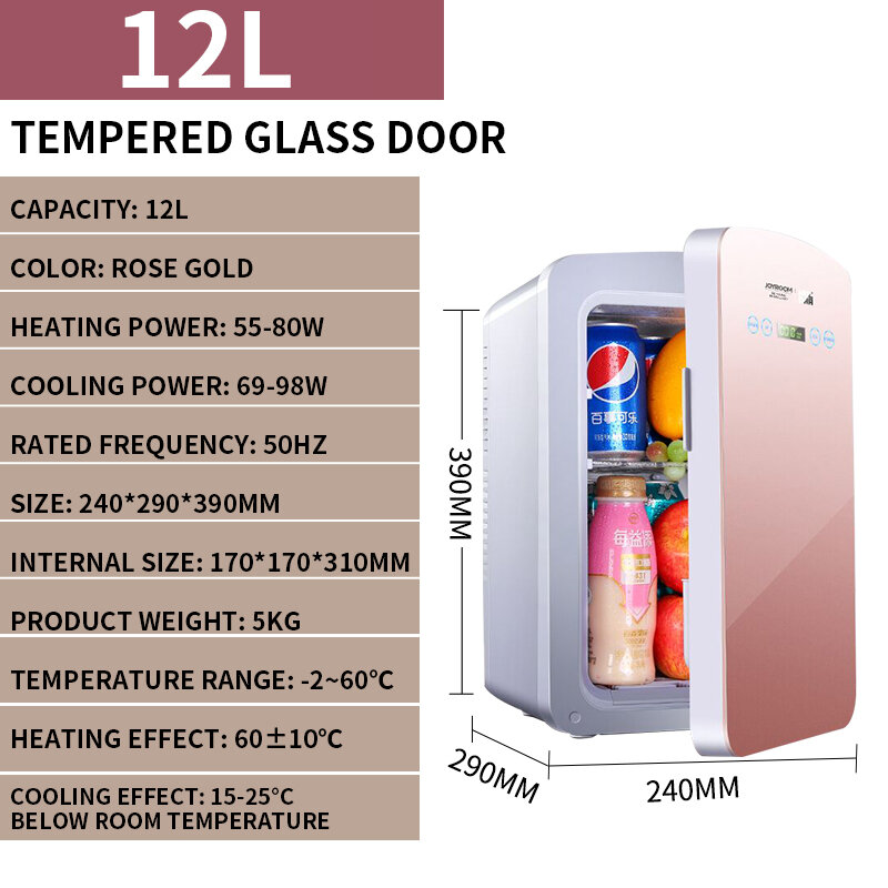 Armadio riscaldante per bevande 12L mini dormitorio per studenti congelatore pasti incubatore armadio caldo e freddo congelatore frigorifero per auto