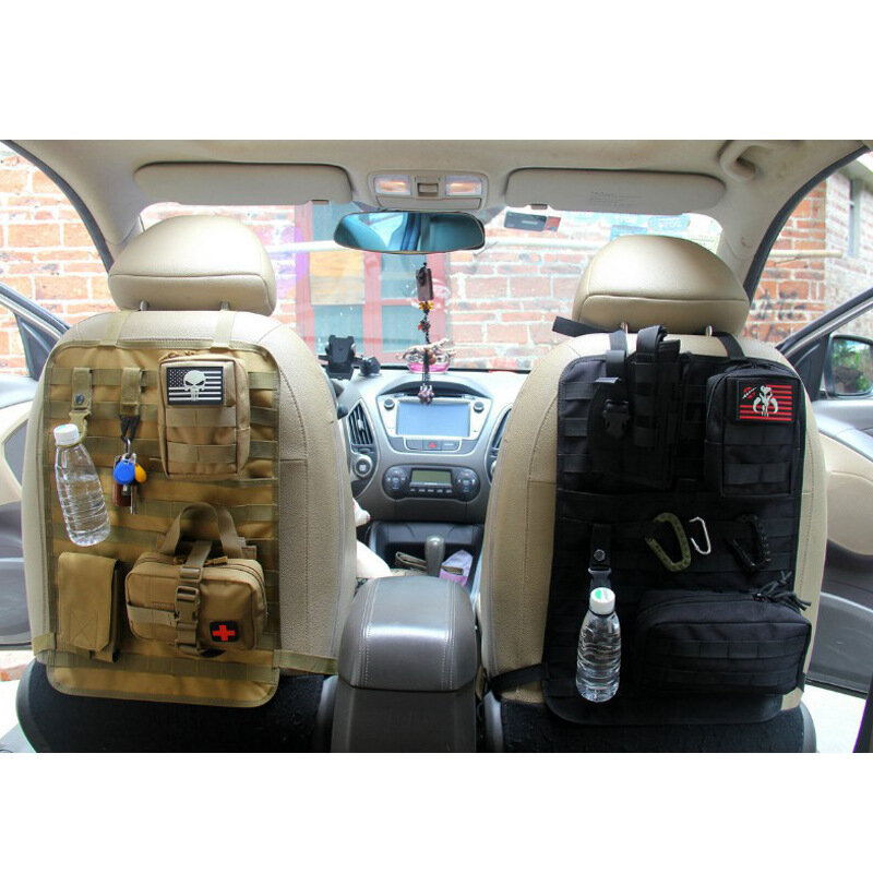 Organizer universale per sedile posteriore per auto Tactical Molle Organizer Storage Outdoor Travel Nylon Car Organizer Seat Back Protector Protector