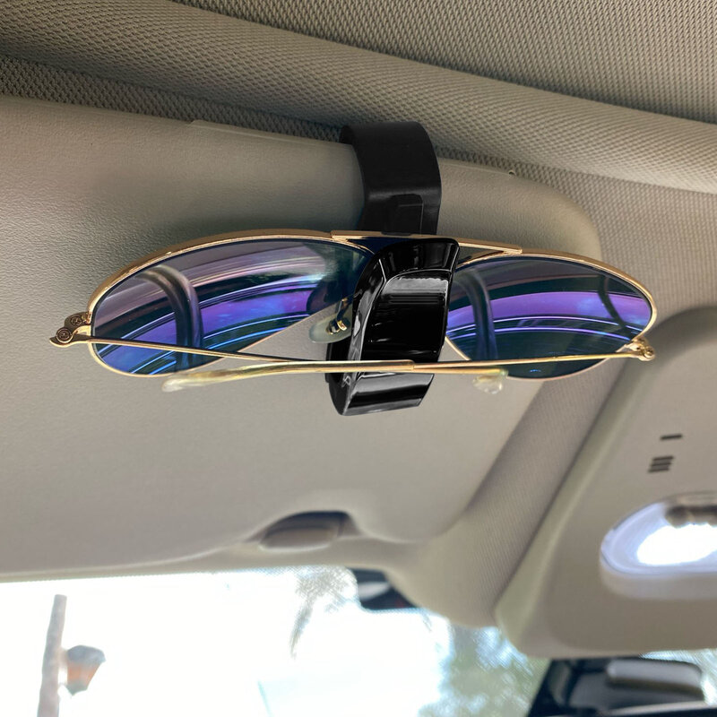Kotak Kacamata Pelindung Matahari Otomatis Mobil Universal Kacamata Hitam Klip Tempat Kartu Tiket Pengencang Tempat Pena Aksesori Kacamata