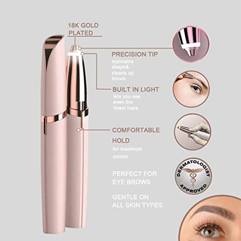 Portable Mini Brow Shaping Trimmer Electric Eyebrow Razor Shaver Hair Remove Quick & Painless Easy to Use