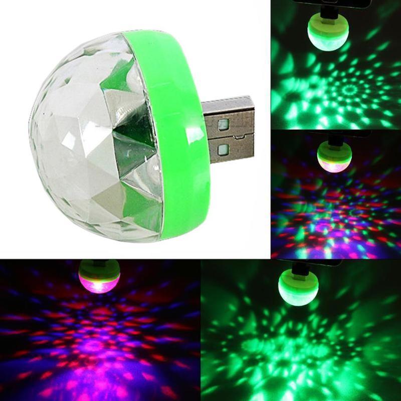 Bola de luz LED verde USB para discoteca, luz de escenario portátil para teléfono móvil, lámpara familiar F8Y3, fiesta colorida M7J2