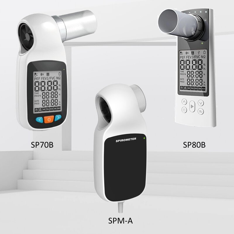 جهاز قياس التنفس الرقمي المحمول مقياس التنفس مزود بتقنية البلوتوث/USB/PC وظيفة التنفس بالرئة من نوع الضربة