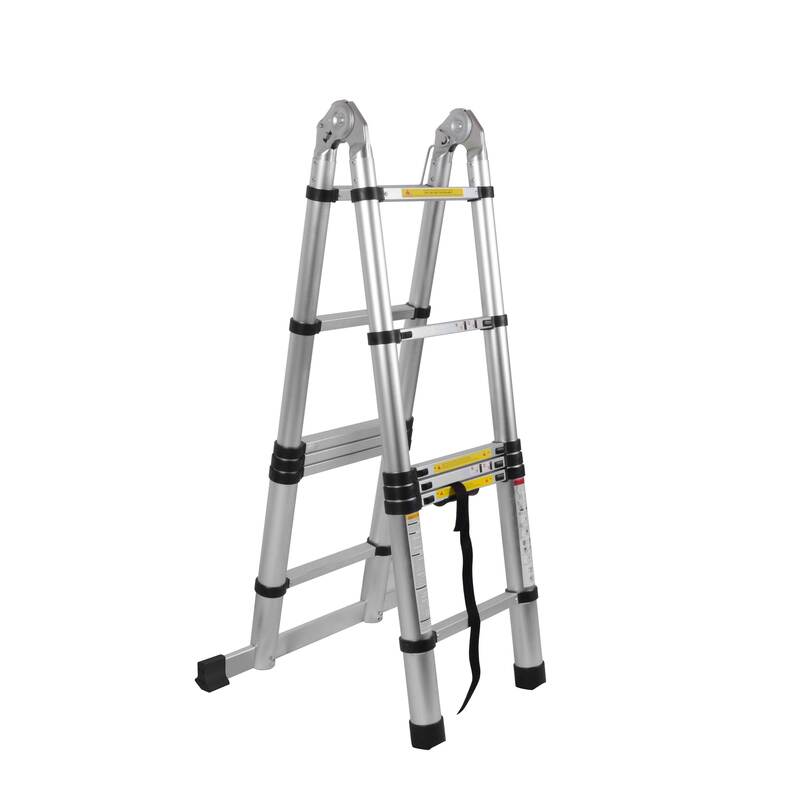Nidouillet 3.8m Retractable Folding Aluminum Herringbone Ladder Multi-purpose Home Library Engineering Ladder