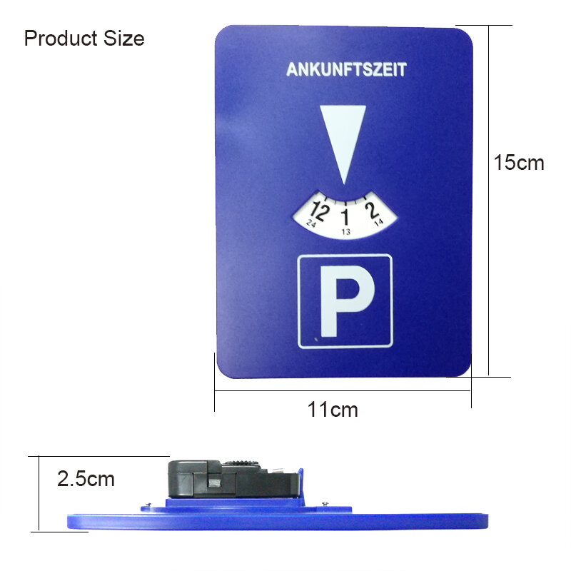 Temporizador de disco de estacionamiento de coche, pantalla de hora de llegada, herramientas de tiempo de estacionamiento de plástico azul, 24 medidores de estacionamiento de disco