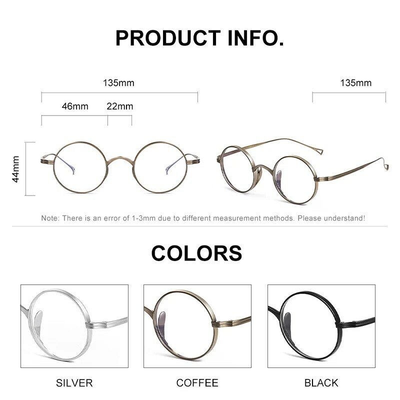 CAPONI Anti Blue Light Glasses Frame Men Retro Round Pure Titanium Eyeglasses Frames For Women Photochromic Gray Glasses BF10518