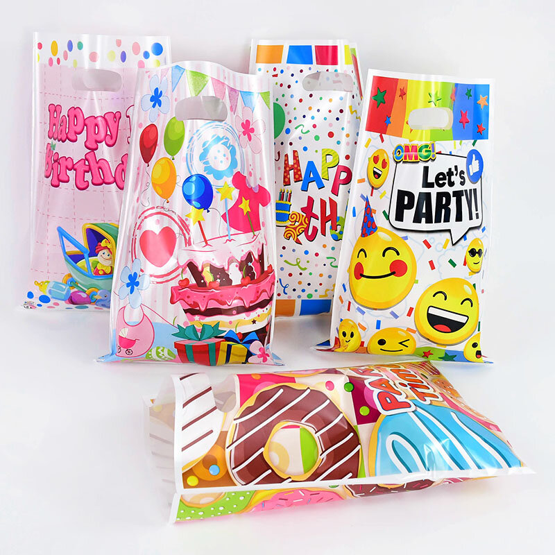 10/20 sztuk drukowane torby na prezenty kropki plastikowa torba na słodycze dla dzieci Party torby na zdobycze chłopiec dziewczyna dzieci upominki na przyjęcie urodzinowe akcesoria wystrój