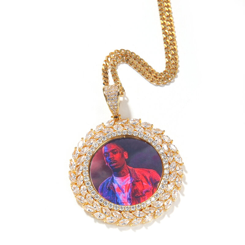 Ожерелье с подвеской «сделай сам» UWIN, кулон с фото, украшение в стиле хип-хоп с кубическими ушками из кубического циркония, золоченная подвеска в подарок