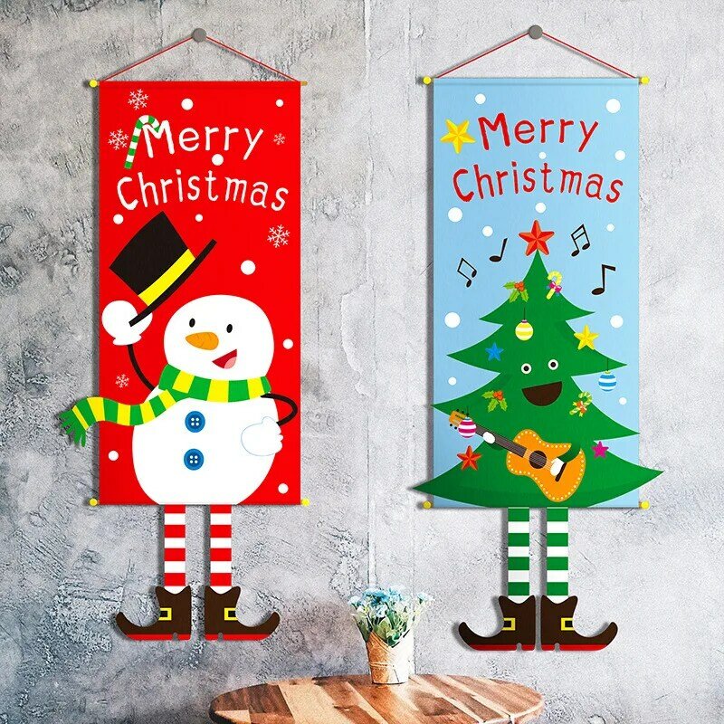 Decorazioni di buon natale per ornamenti per la casa ghirlanda Noel portico segno decorazioni per porte di natale panno appeso Navidad 2022 capodanno