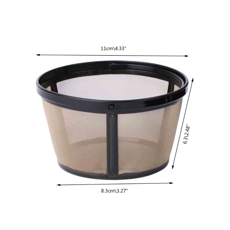 Filtro de café reutilizável com 10-12 copos, cesta com malha de metal