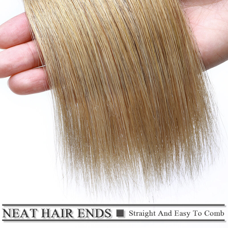 Extensiones de cabello humano liso no Remy para mujer, postizo con Clip de 4 a 12 pulgadas, negro, marrón, rubio platino, 8g-17g, 1 unidad
