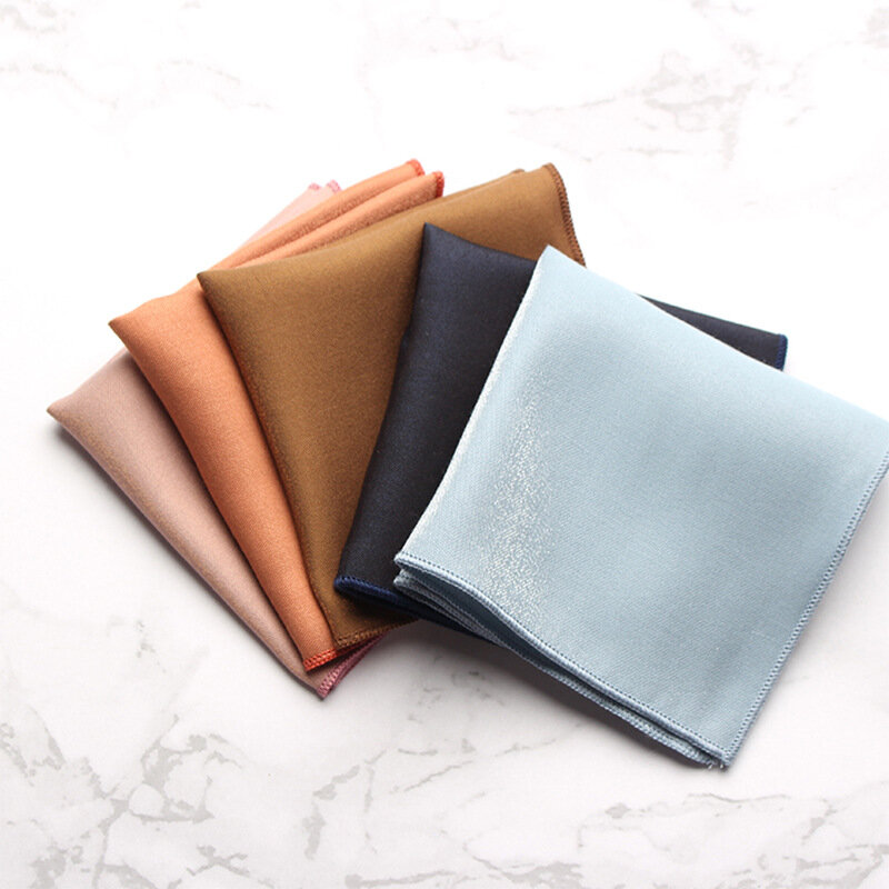 23cm Solid Color Handkerchief High Fashion Pocket Square Vintage Polyester Men Towel Hanky for Business Party Suit Accessories