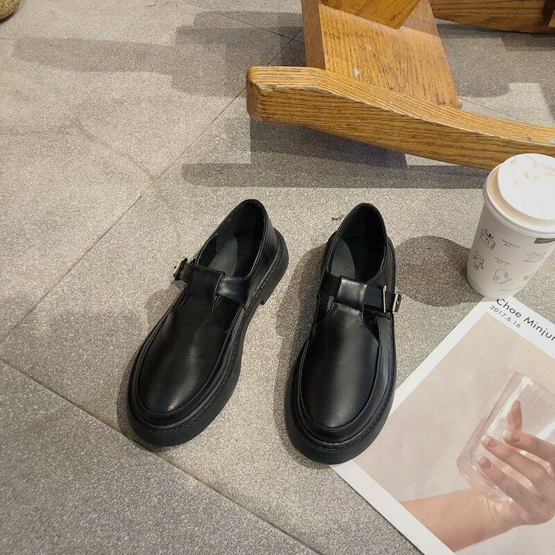 Printemps/automne chaussures d'entraînement nouveau confort en cuir femmes chaussures dames plat solide noir sans lacet femme Tenis Feminino W35-25