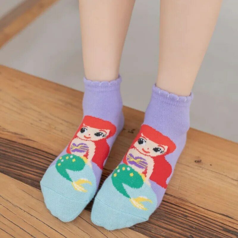 5 Pairs Disney Cartoon Meisje Sokken Sneeuwwitje Mermaid Sokken Voor Kinderen Katoenen Sokken Grappige Leuke Prinses Sokken 1-12 Jaar