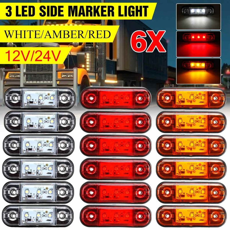 Lampu Penanda Sisi LED 12V 24V Lampu Eksternal Mobil Lampu Belakang Peringatan Lampu Rem Sinyal untuk Truk Trailer Truk Bus
