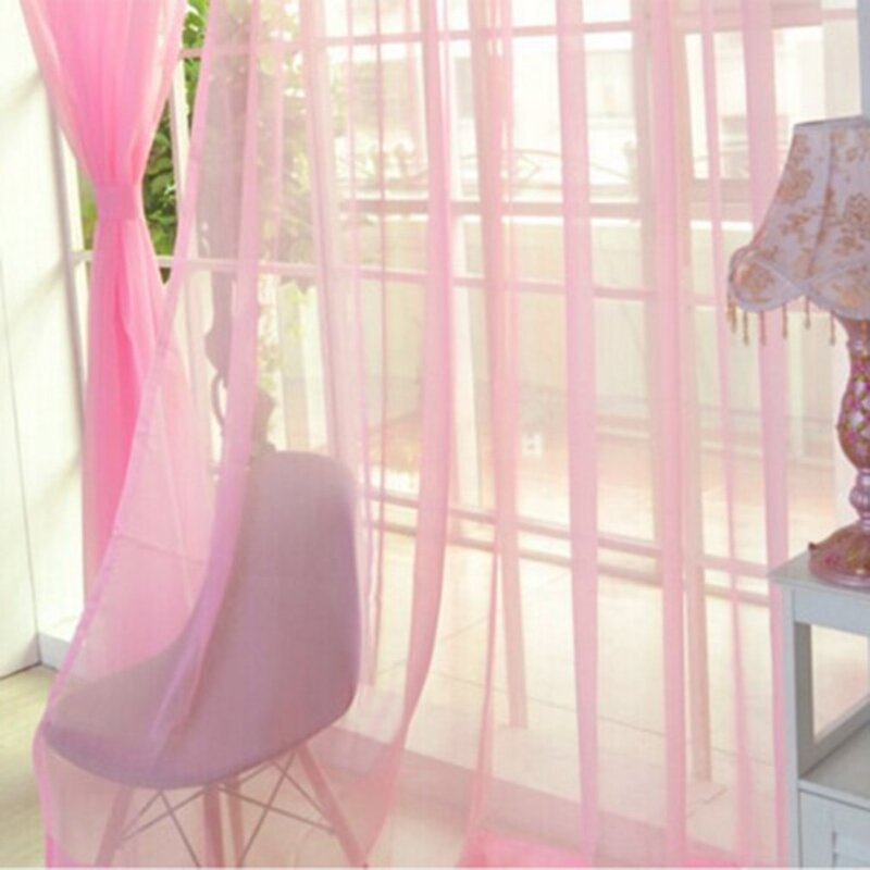 Mode Einfache Feste Farben Tüll Tür Fenster Vorhang Waschbar Drapieren Panel Sheer Schal Schabracken Transluzenten Design