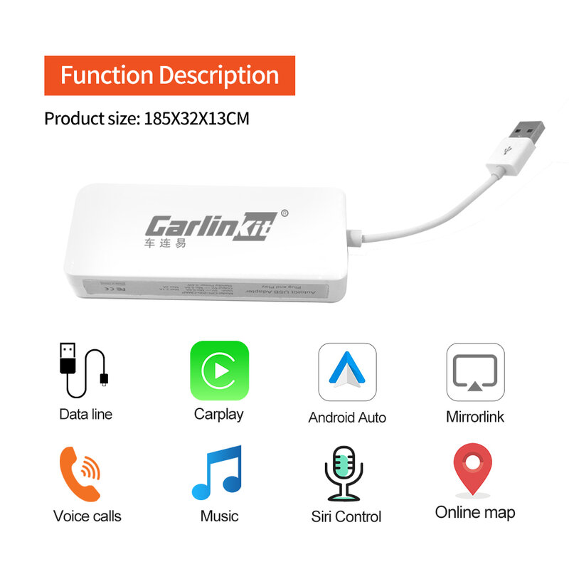 Carlinkit – CarPlay Dongle sans fil pour Android, autoradio, lecteur multimédia, Netflix, AirPlay, Autokit, carte, musique, USB, Smart Link