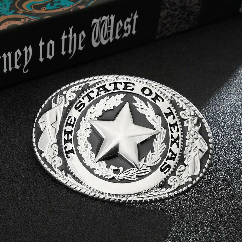 Hebilla de cinturón de estrella de pentagrama del estado de TEXAS para hombre, hebilla de vaquero occidental sin cinturón, aleación personalizada, ancho de 4cm