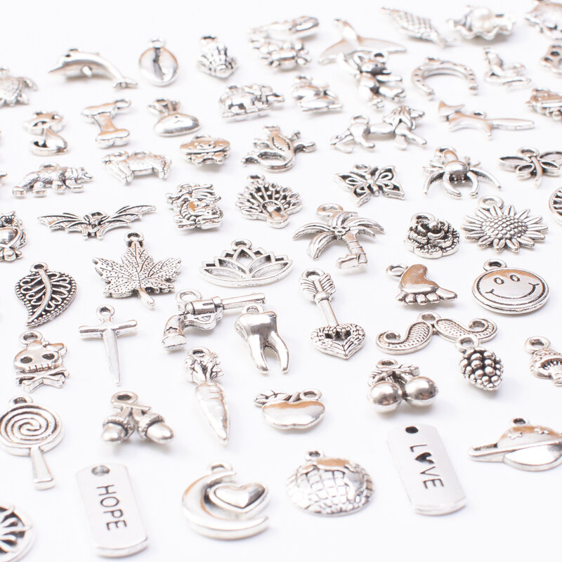 Hot sale100PCS kind of Tibetan silver-zinc alloy marine animal animal metal bead pendant jewelry making accessories