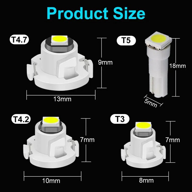 슈퍼 브라이트 LED 전구 캔버스 자동차 인테리어 조명 표시기, 대시 보드 예열 장비, 3030SMD 램프, T3 T4.2 T4.7, 10 개