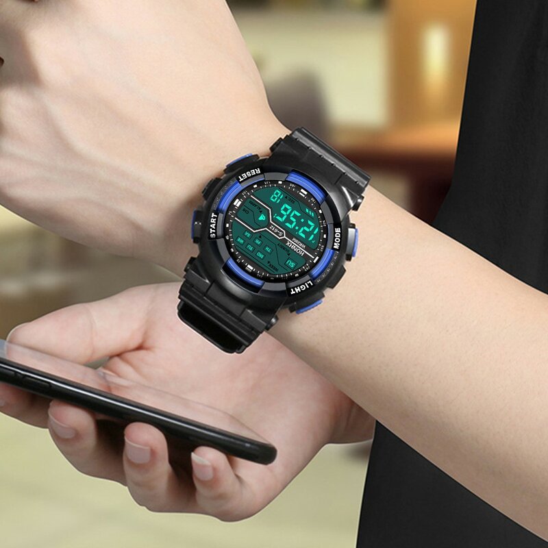 Moda wodoodporny męski chłopiec LCD stoper cyfrowy data gumowy zegarek sportowy na rękę relogio masculino zegarek curren mężczyźni часы