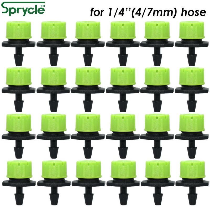 SPRYCLE 50-800 قطعة الأخضر 1/4 'قابل للتعديل المنقط بالتنقيط الري سقي الرش الفوهات باعث 4/7 مللي متر خرطوم حديقة الدفيئة