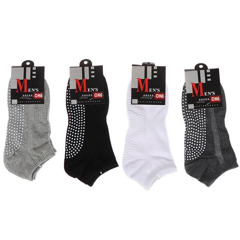 Мужские хлопковые нескользящие носки для йоги с захватами, дышащие Нескользящие напольные носки для пилатеса, тренажерного зала, фитнеса, размер 39-44