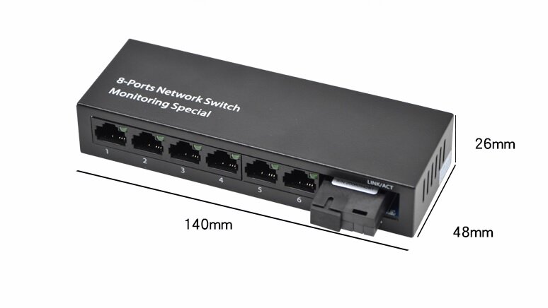 1 Pair 10/100M 6 RJ45 1 Fiber port Ethernet Fiber switch 20km  Optic Converter Fiber Optical Media Converter Single Mode A&B