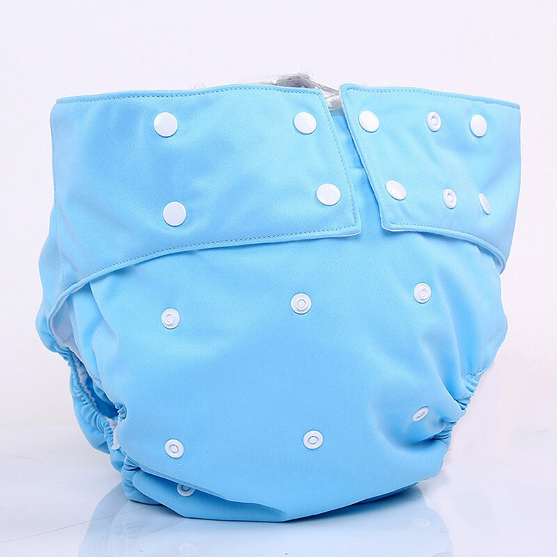 Couche-culotte imperméable en tissu pour adulte, taille unique, ajustable, réutilisable, bleu, avec 2 Inserts