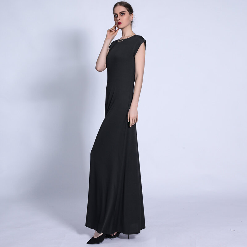 Gaun Maxi panjang untuk wanita Muslim Abaya Ramadan gaun Dalaman tanpa lengan jubah Arab ramping Kaftan Turkey Dubai